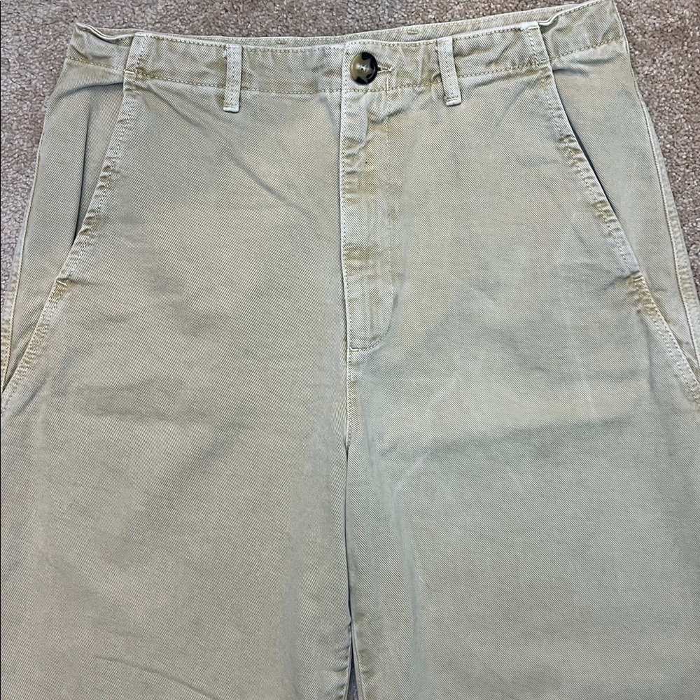Zara Light Tan Wide Leg Denim Trousers Size 10 - Picture 5 of 14